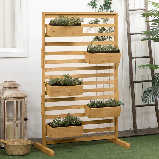 [vendor] Wooden Plant Trellis Stand with 5 Hanging Planter Boxes,