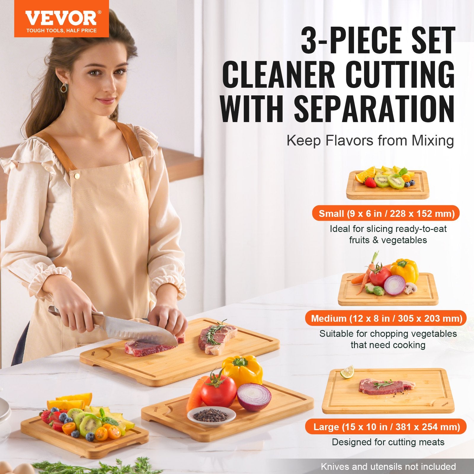 [vendor] Bamboo Cutting Board Premium Versatile Cut Board With