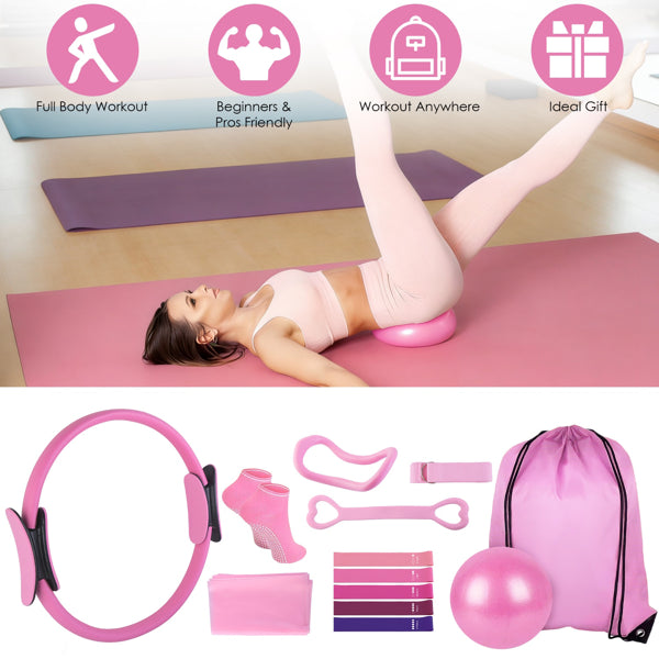 [vendor] 14Pcs All-in-One Pilates Kit, Pilates Ring Yoga Ball