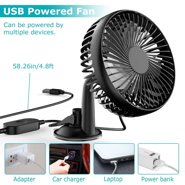 [vendor] Car Cooling Fan Portable Rotatable USB Vehicle Fan