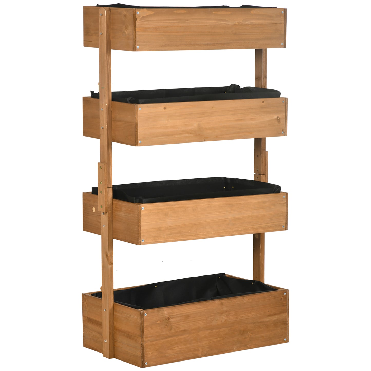 [vendor] Four-Tier Basket Wooden Plant Stand - Orange
