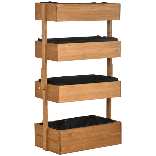 [vendor] Four-Tier Basket Wooden Plant Stand - Orange