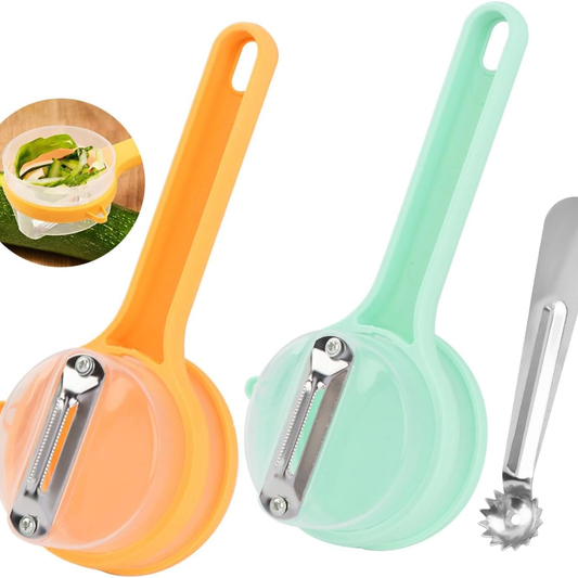 [vendor] Fruit & Vegetable Peeler With Storage Box, Double-Sided