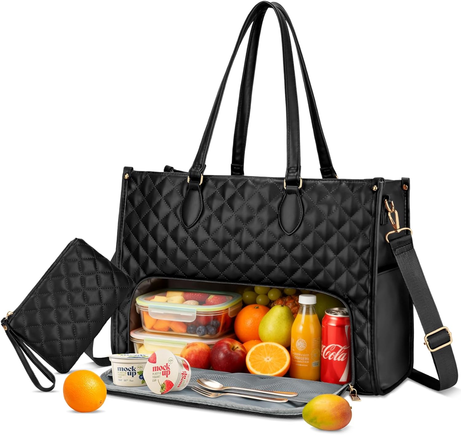 [vendor] 2 In 1 Insulated Lunch Tote Bag For Women Large Capacity