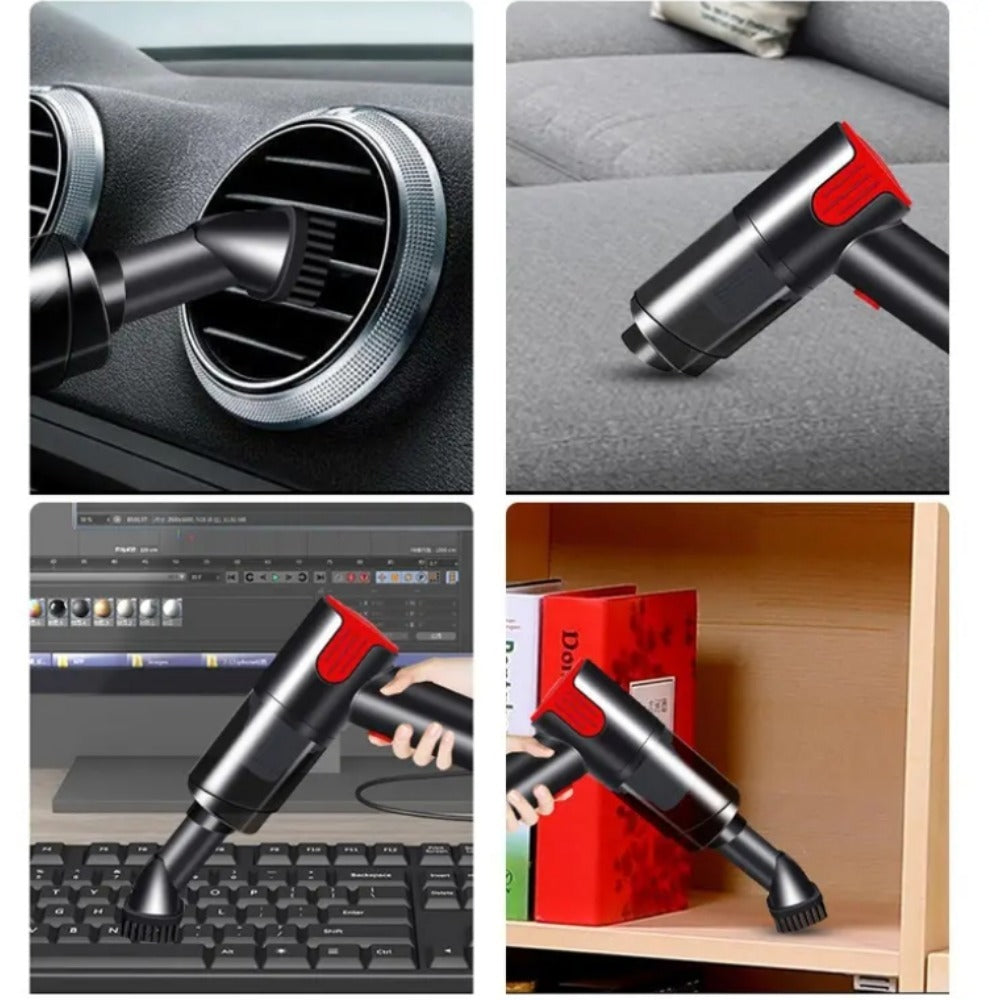 [vendor] Wired Red And Silver Car Vacuum Cleaner Home Handheld