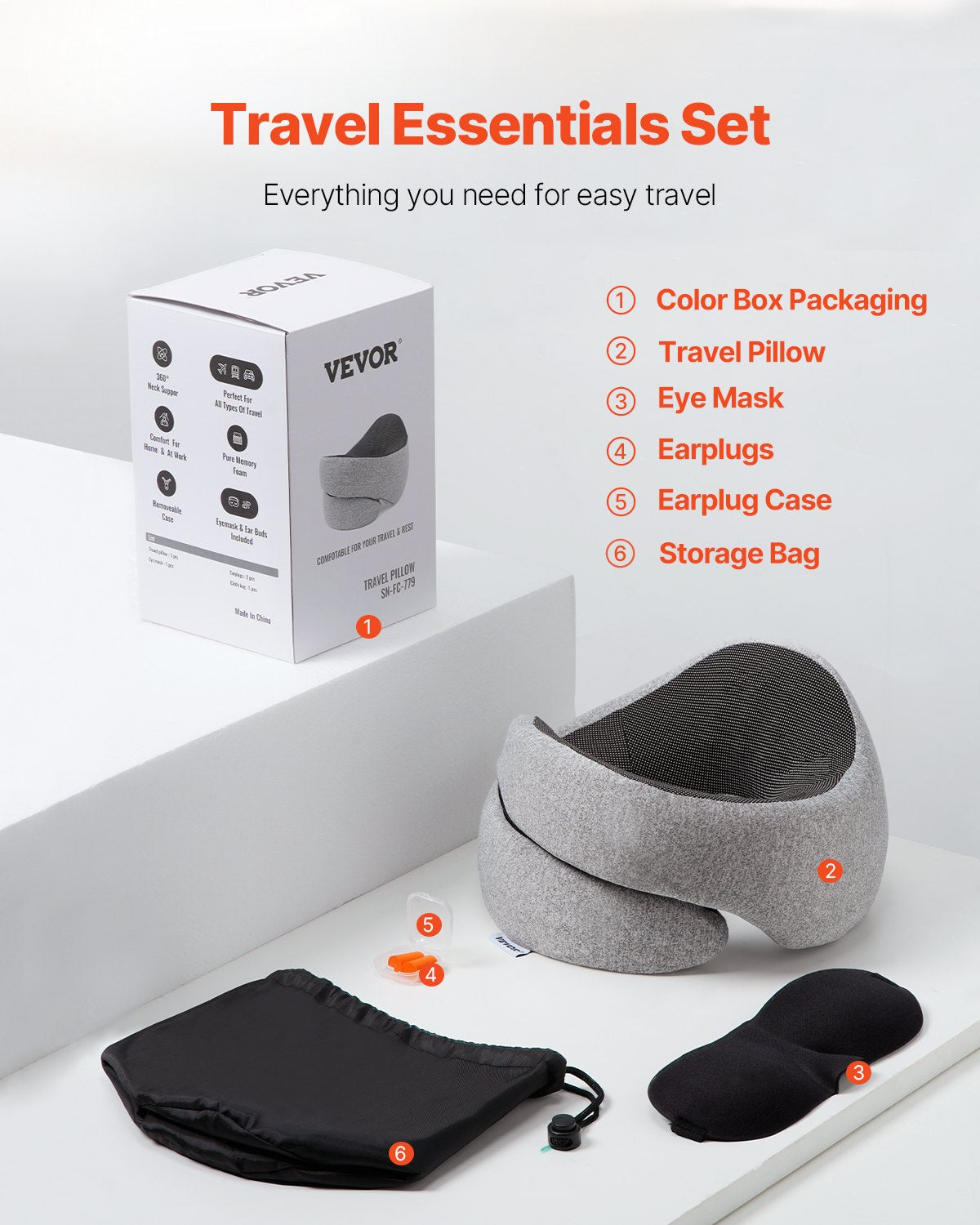 [vendor] Travel Pillow Double-Layered Memory Foam Neck Pillow For
