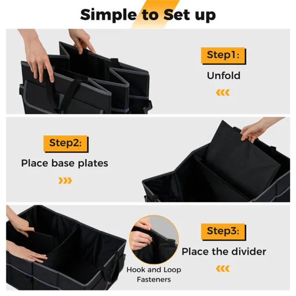 [vendor] 13 Gallon Car Trunk Organizer - 3 Compartments+6
