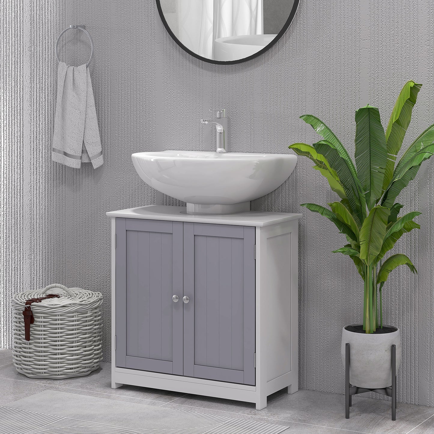 [vendor] Kleankin 60x60cm Under-Sink Storage Cabinet W/