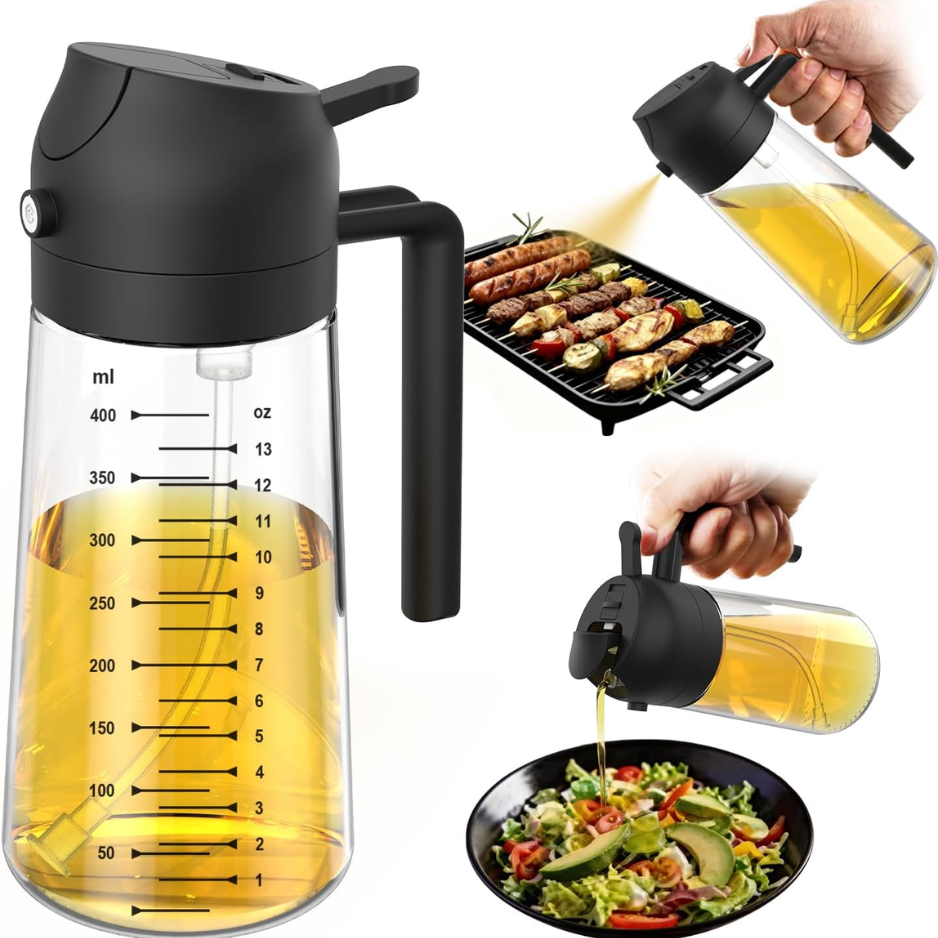 [vendor] 2-in-1 Glass Olive Oil Sprayer & Dispenser 16oz 470ml -