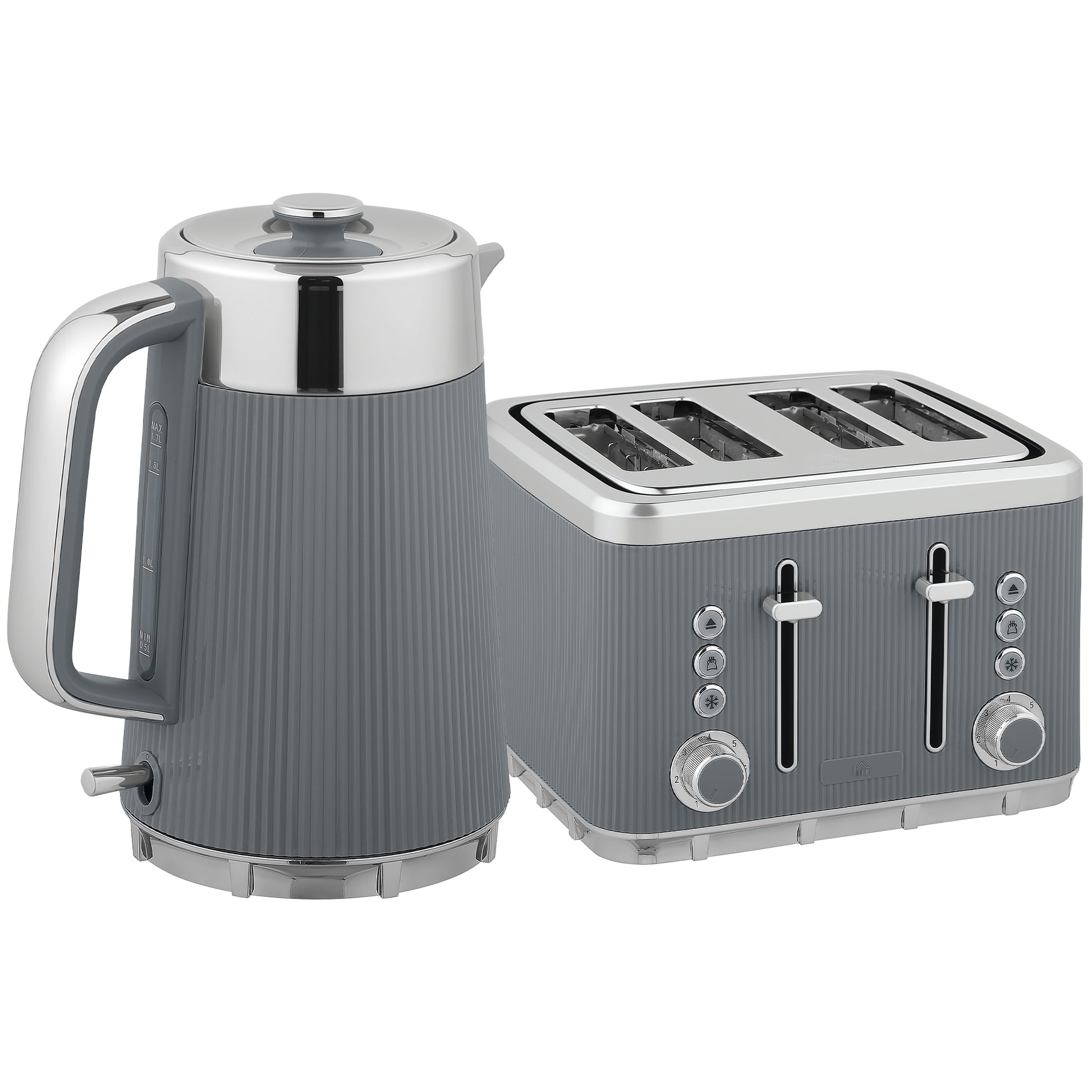 [vendor] Electric Stainless Steel Kettle And Toaster Set, 3000W