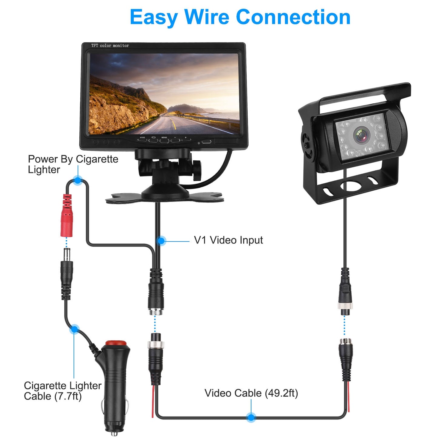 [vendor] 1Pc 7In Screen Backup Camera System Vehicle Rear View