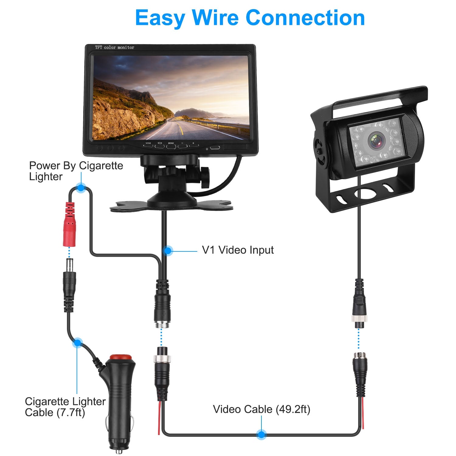 [vendor] 1Pc 7In Screen Backup Camera System Vehicle Rear View