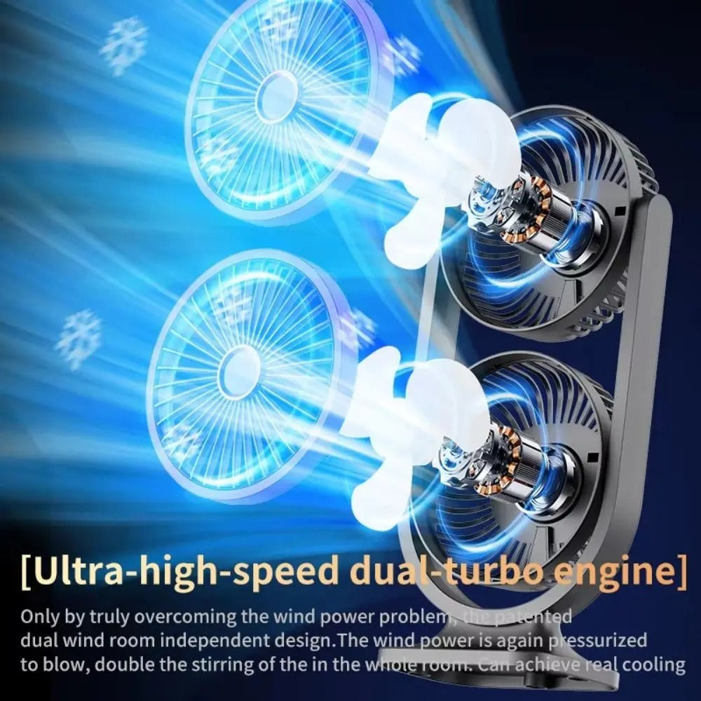 [vendor] 5 Gear Dual-Head Desktop Fan USB Rechargeable Low Noise