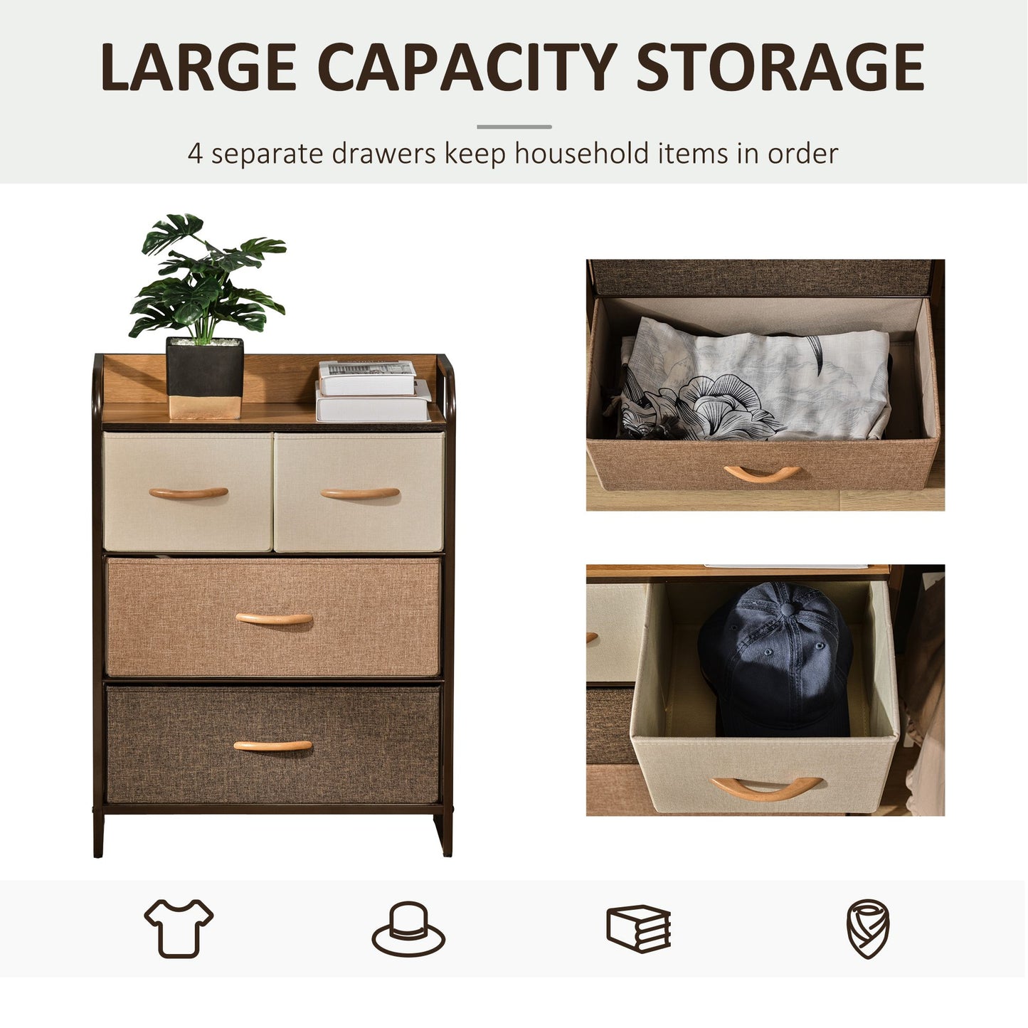 [vendor] 4-Drawer Dresser, 3-Tier Storage Organizer, Tower Unit