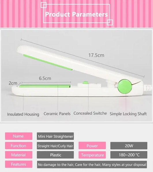 [vendor] Mini Portable Hair Iron Hair Straightener Curler