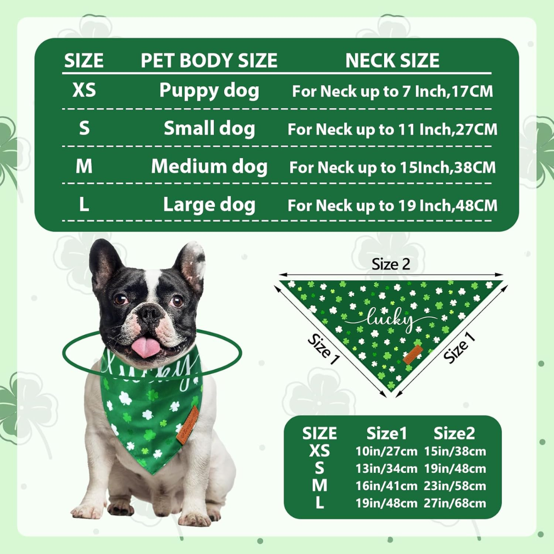 [vendor] 2 Pieces St. Patrick's Day Dog Bandanas, Double-Sided Reversible
