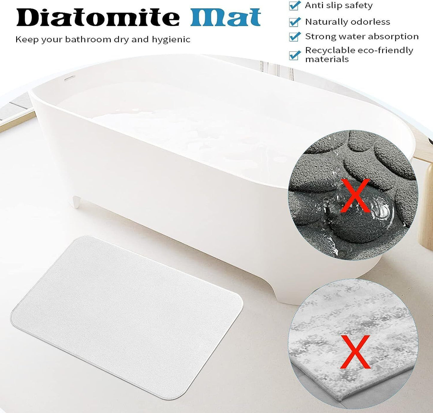 [vendor] Diatomite Stone Bath Mat Absorbent Drying Bathstone