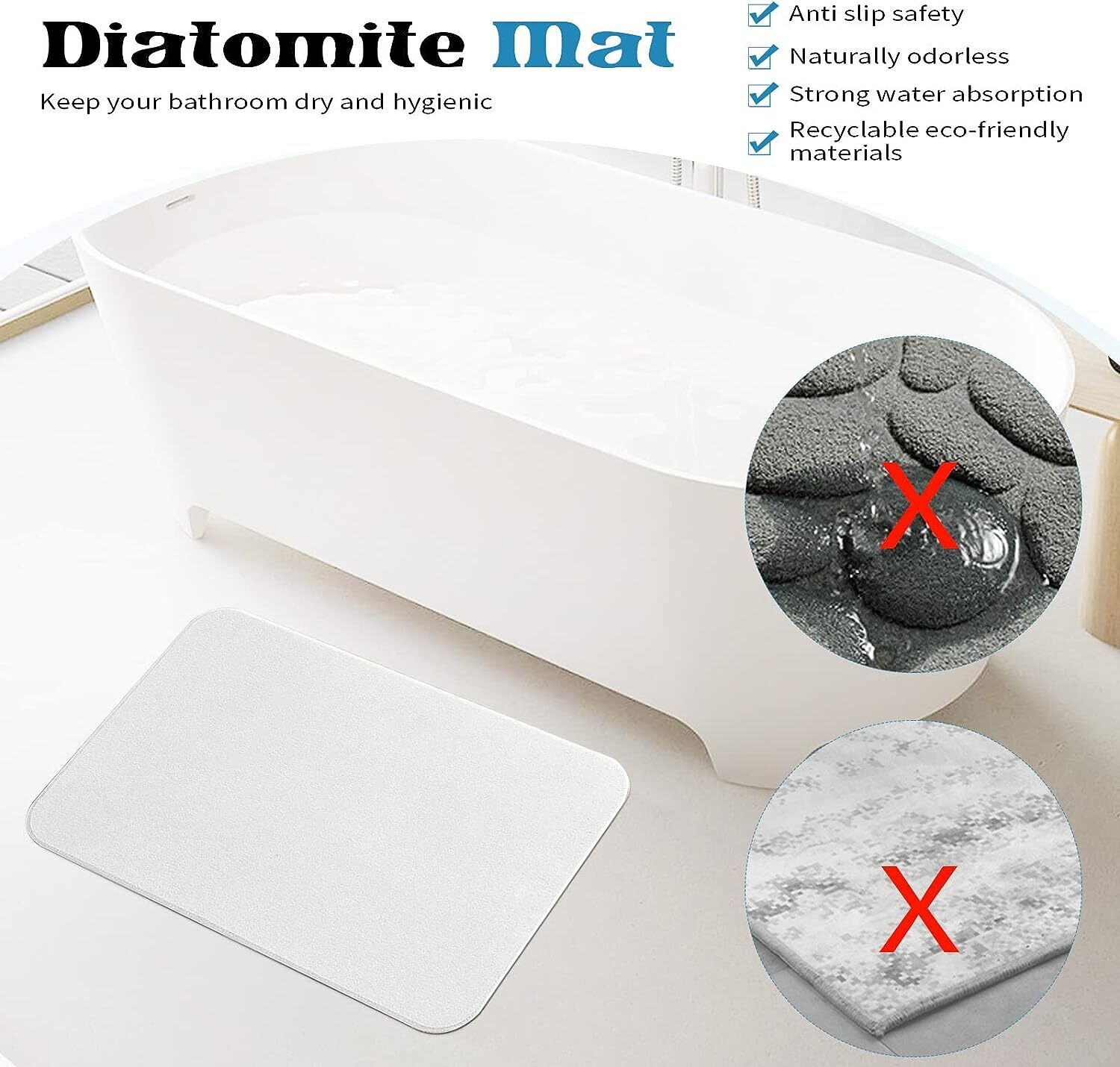 [vendor] Diatomite Stone Bath Mat Absorbent Drying Bathstone