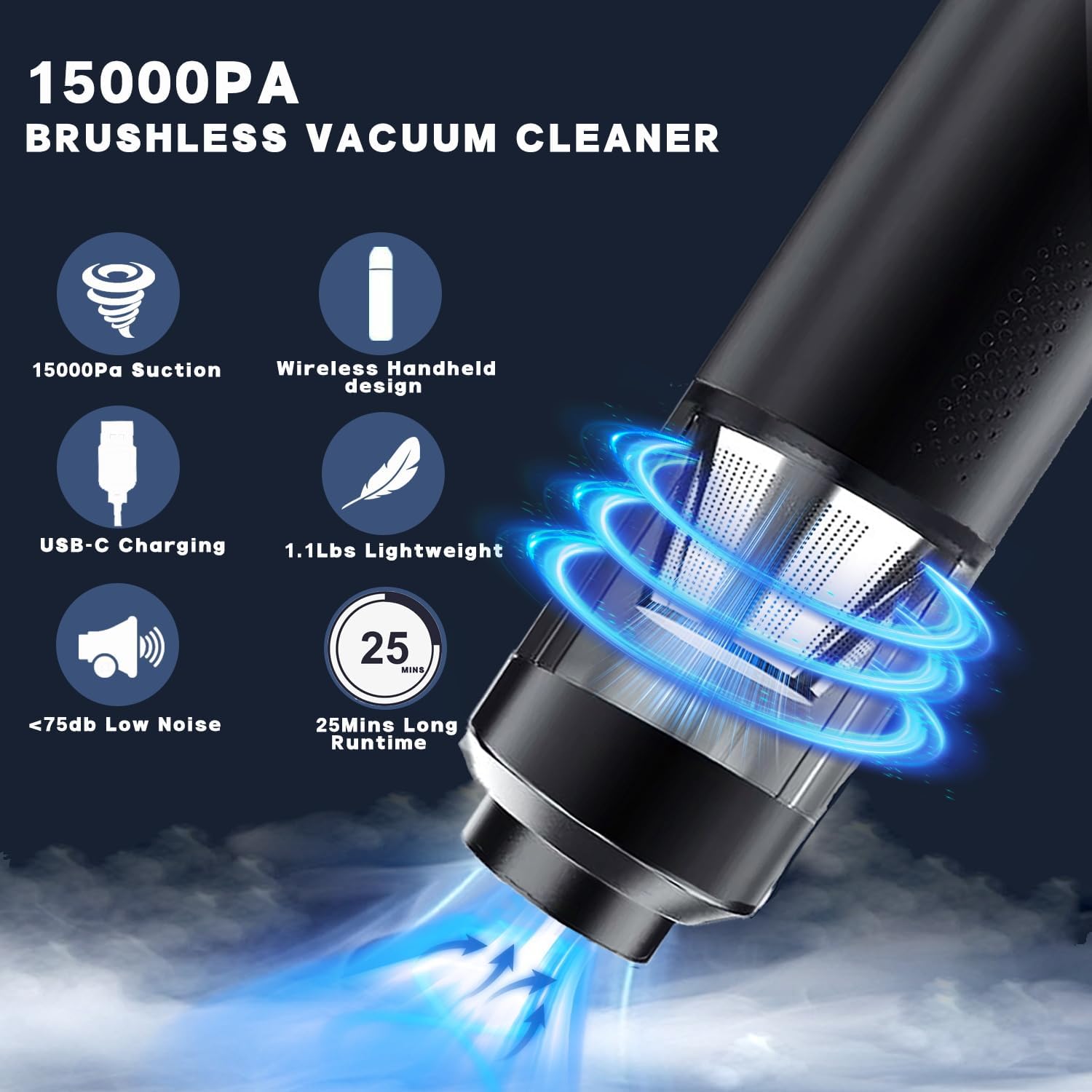 [vendor] Brushless Car Vacuum Cleaner, 15000Pa, Cordless, 2