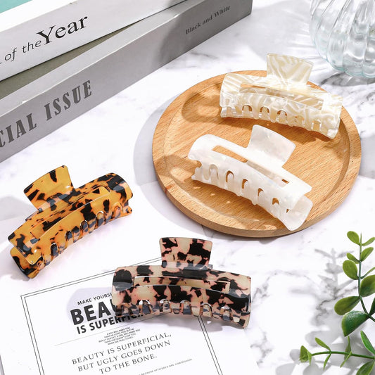 [vendor] 4Pcs Tortoise Hair Claw Clips, Acetate Hair Claw Clip