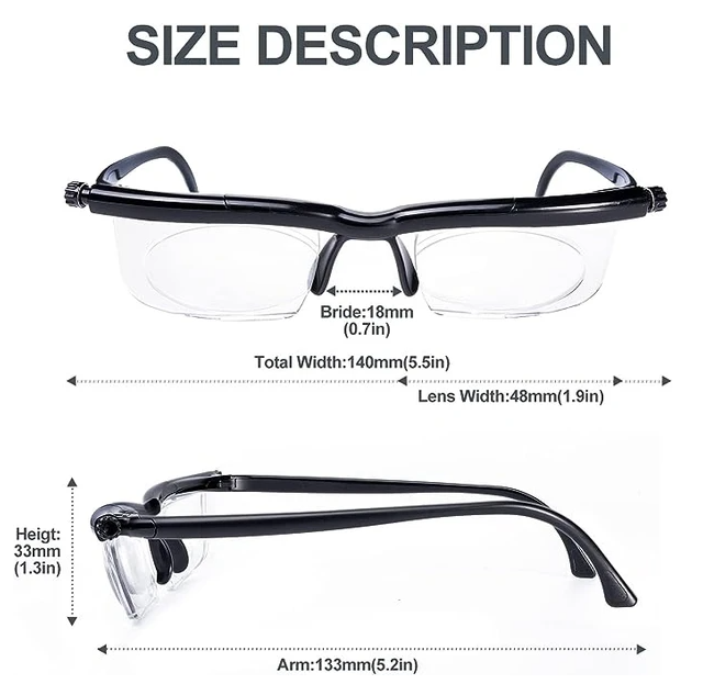 [vendor] Dial Adjustable Glasses Variable Focus For Reading