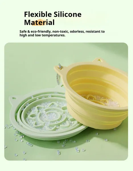 [vendor] 3-in-1 Pet Travel Collapsible Bowl Foldable Slow-Feeder With