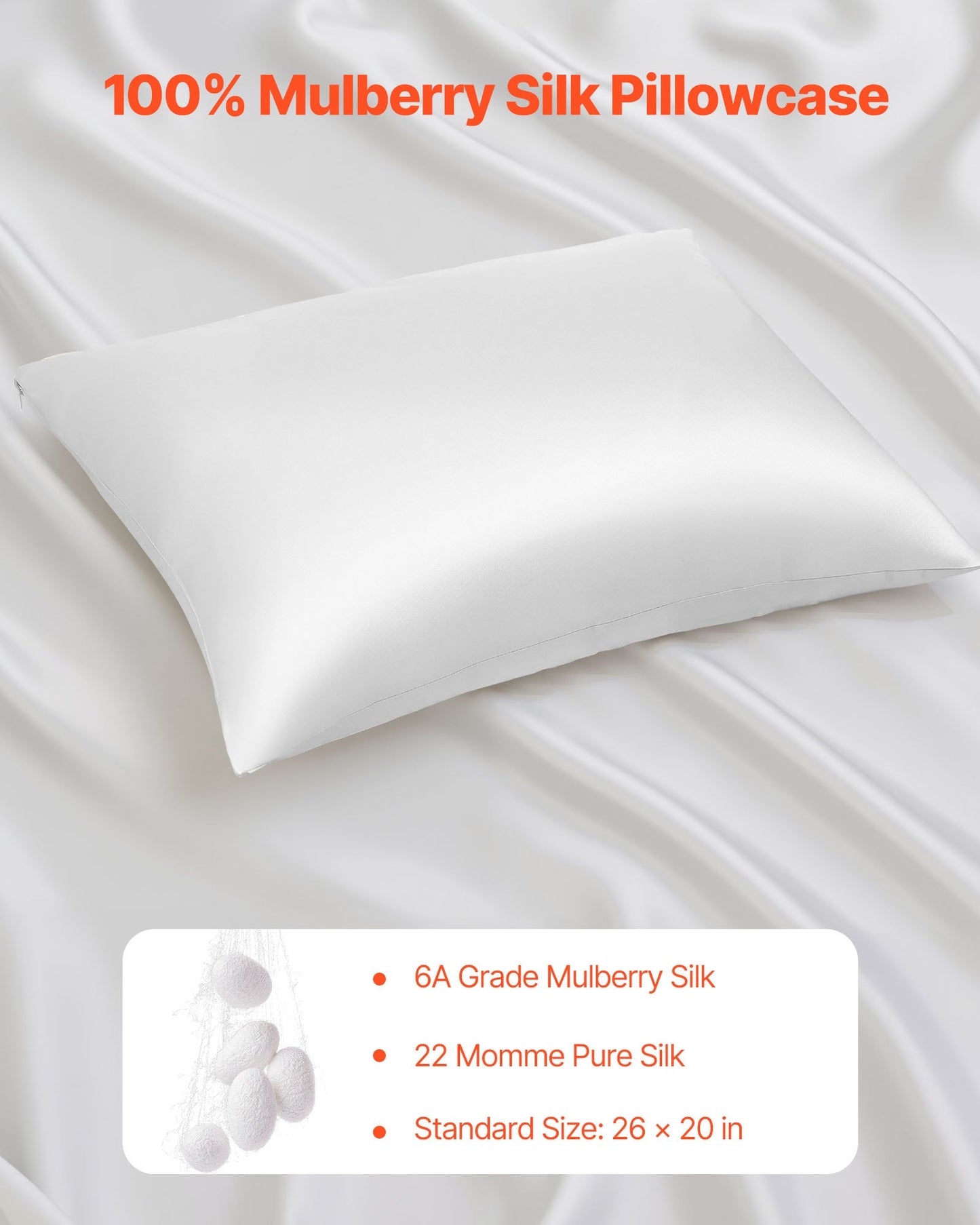[vendor] Silk Pillowcase PureMulberry Silk Pillow Case 26 X 20 In