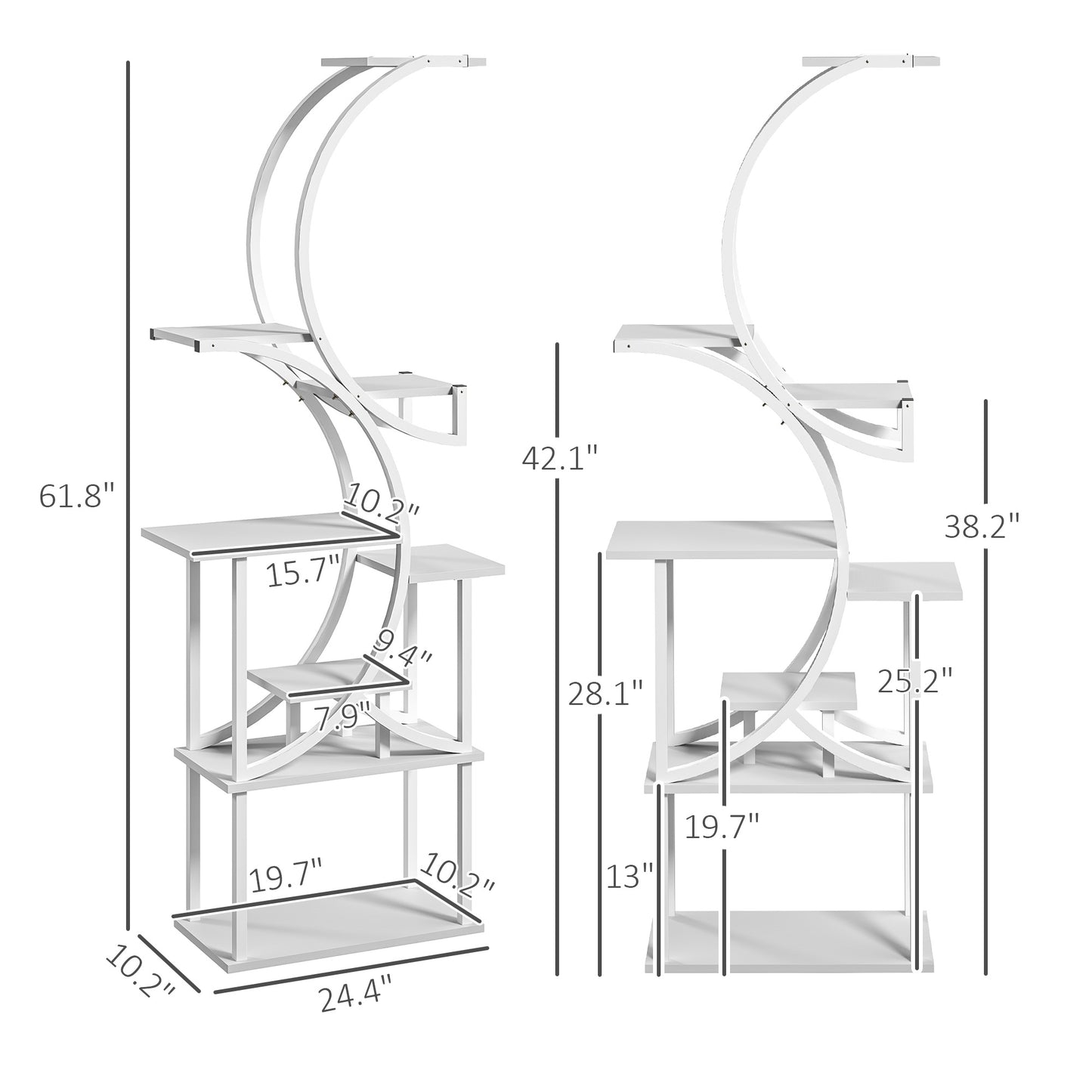 [vendor] Plant Stand Indoor, 8 Tier 62" S-Shaped Plant Shelf,