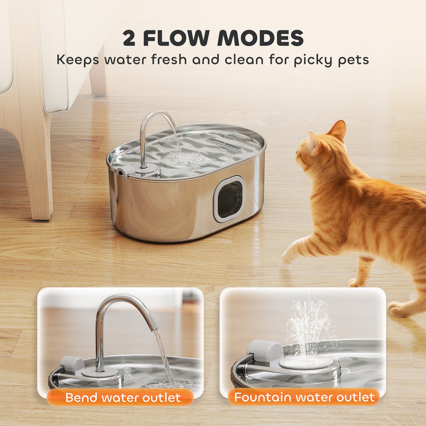 [vendor] 246 oz./7L Stainless Steel Cat Water Fountain with Filters,