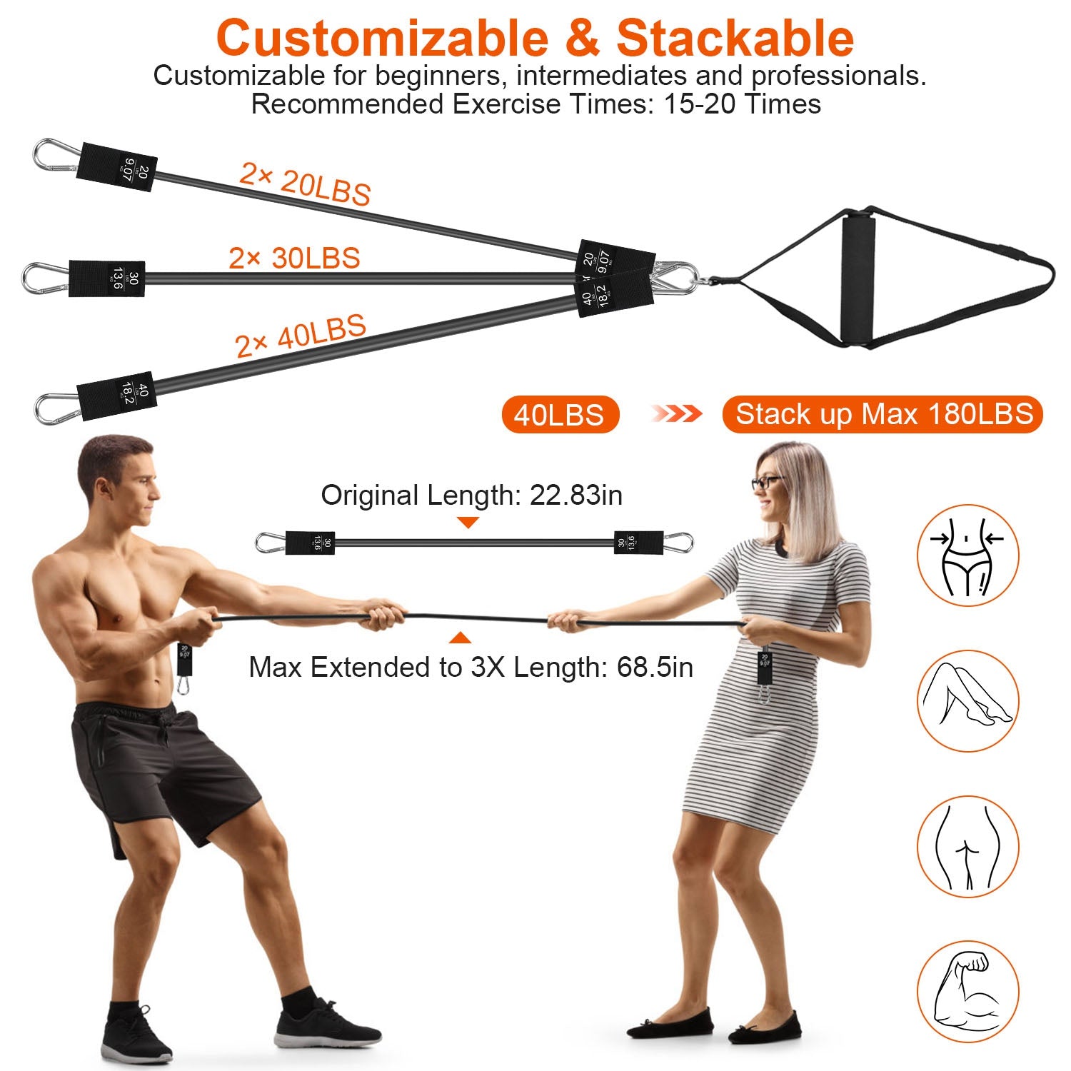 [vendor] 100LBS OR 180LBS Band Options - 1Pc Pilates Bar Kit