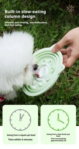 [vendor] 3-in-1 Pet Travel Collapsible Bowl Foldable Slow-Feeder With