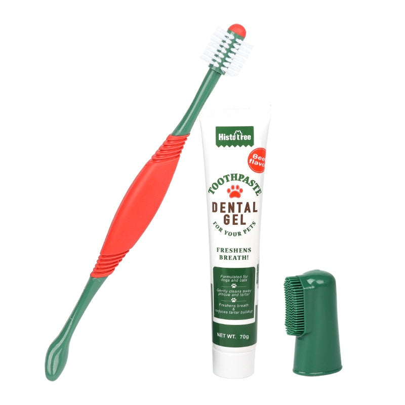 [vendor] Pet Toothpaste Toothbrush Set Cat And Dog Finger Stall Cleaning