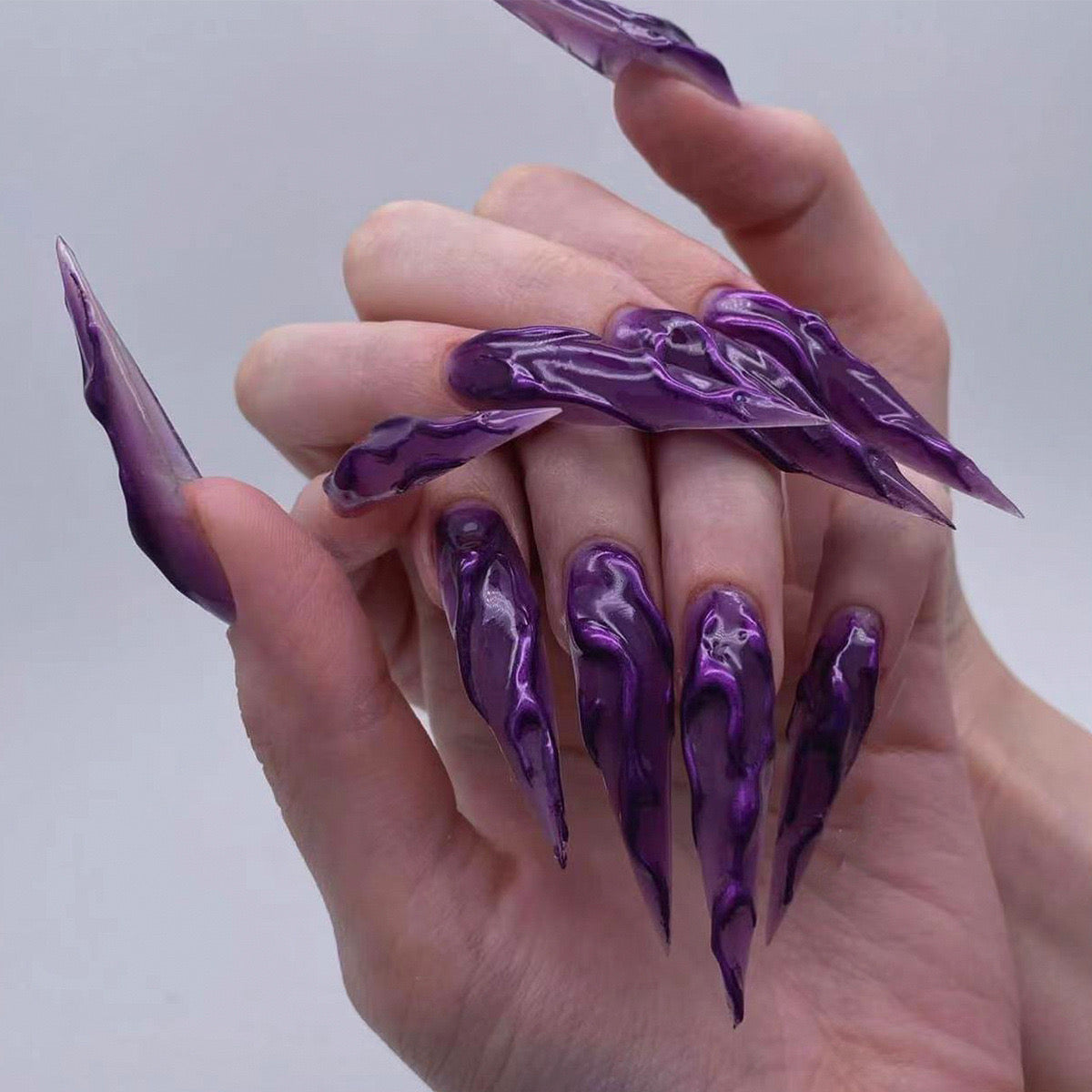[vendor] 24 PCS Devil's Claws Press On Nails,3D Curve Line
