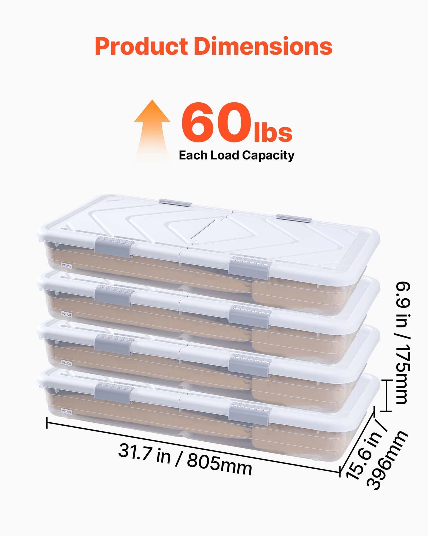 [vendor] Under Bed Storage With Wheels, 31.7 X 15.6 X 6.9 Inch