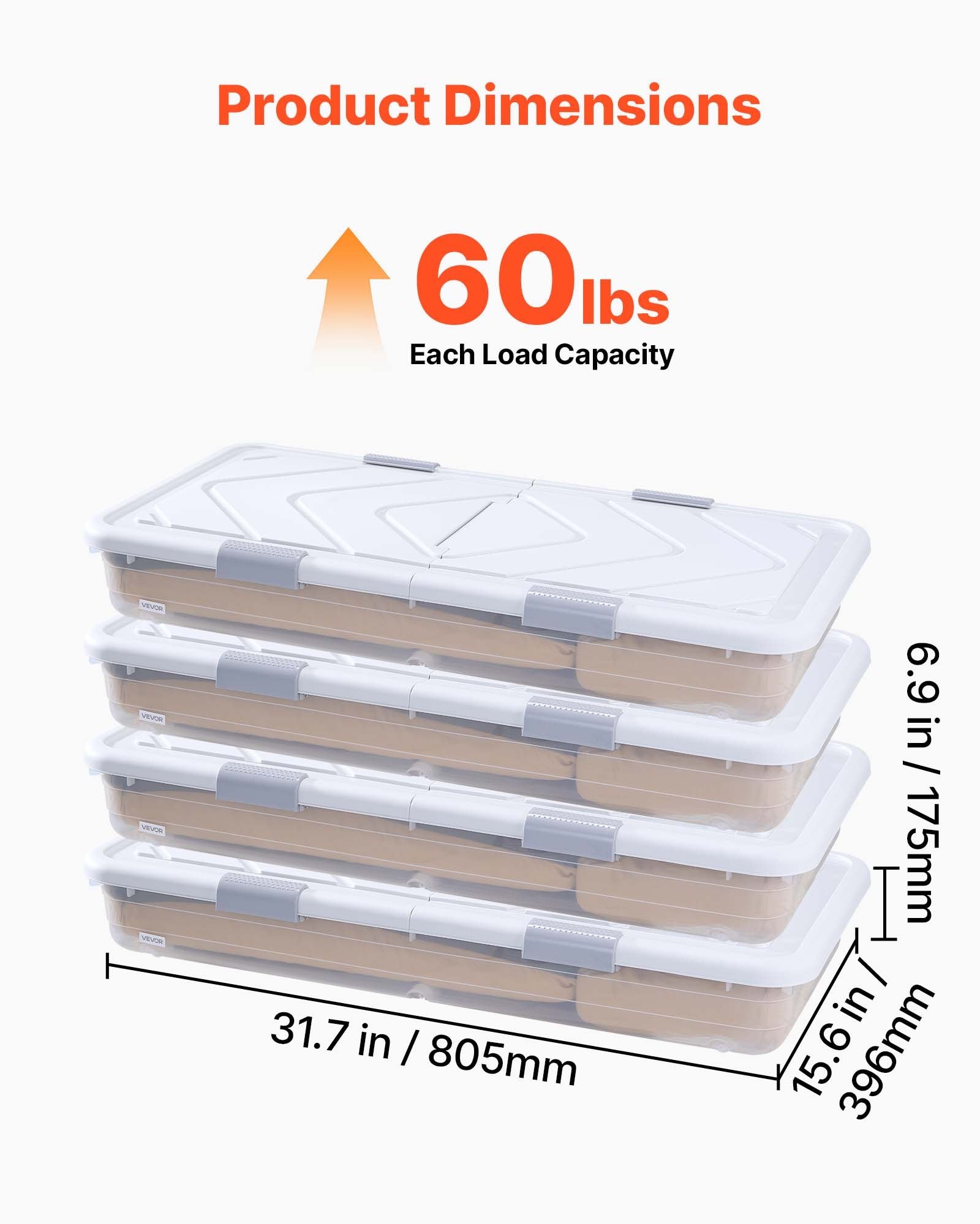 [vendor] Under Bed Storage With Wheels, 31.7 X 15.6 X 6.9 Inch