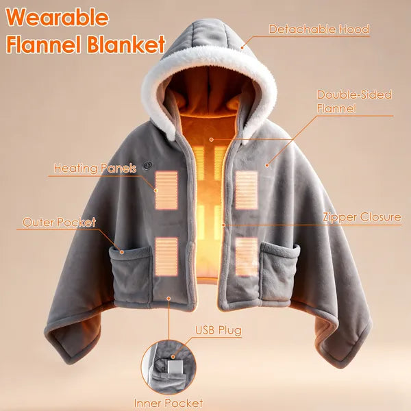 [vendor] Wearable Heated Throw Blanket Double-Sided Flannel