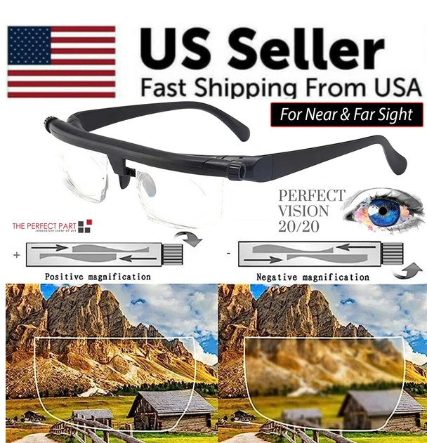 [vendor] Dial Adjustable Glasses Variable Focus For Reading