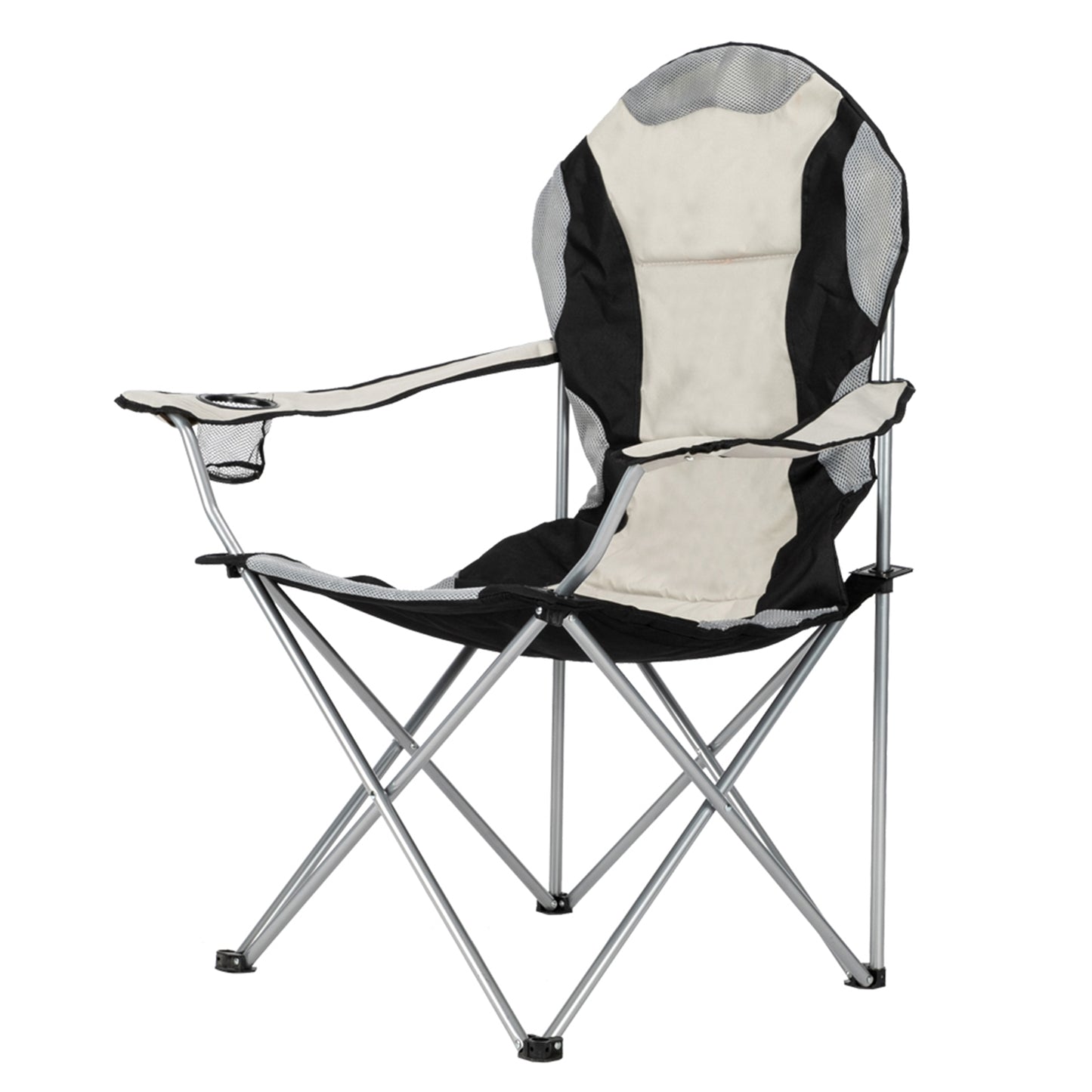 [vendor] Camping Chair, Grey Iron Frame, Off-white