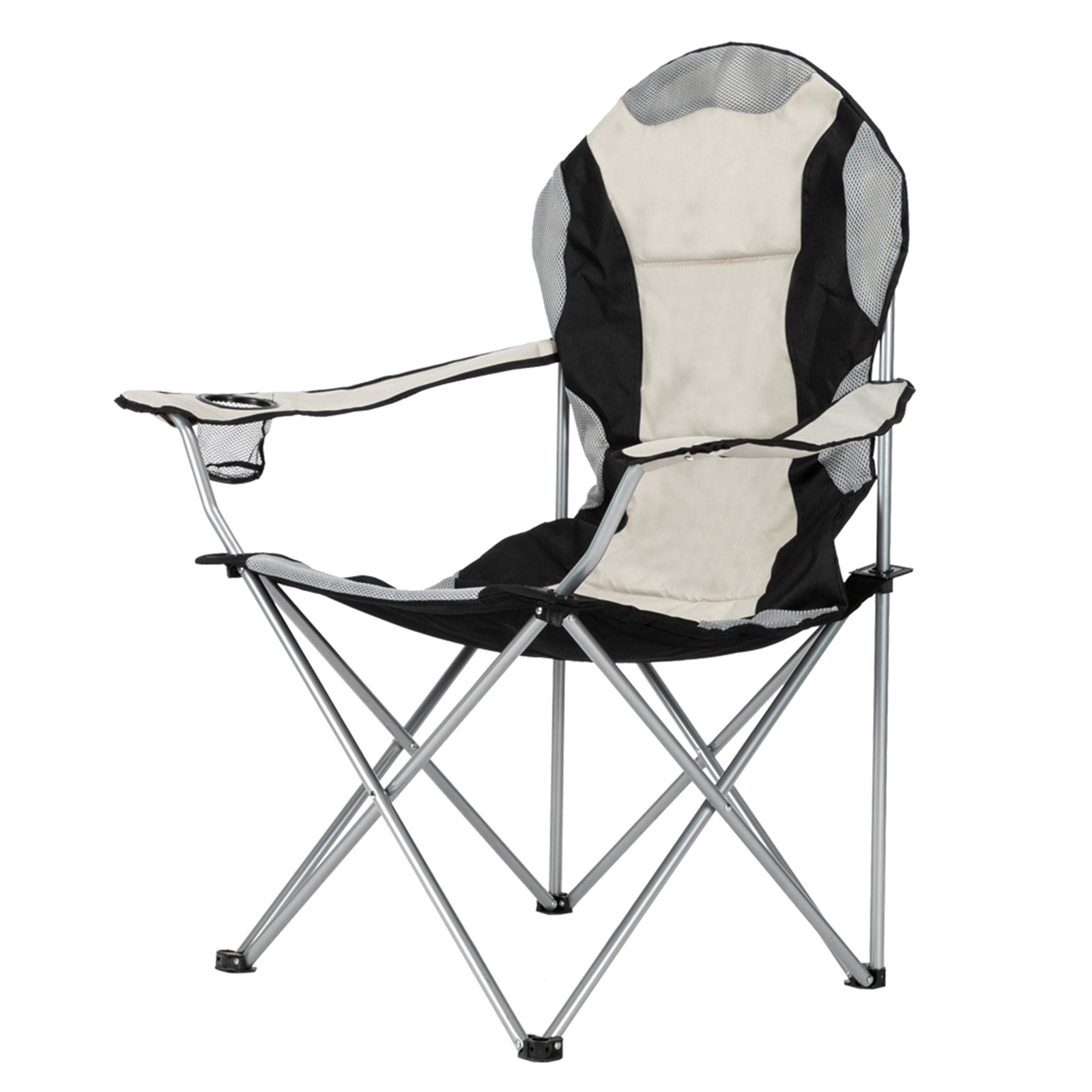 [vendor] Camping Chair, Grey Iron Frame, Off-white