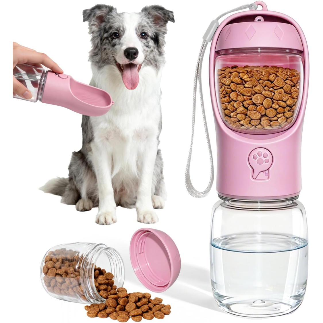 [vendor] Portable Dog Water Bottle With Food Container, Drinking Bottle For