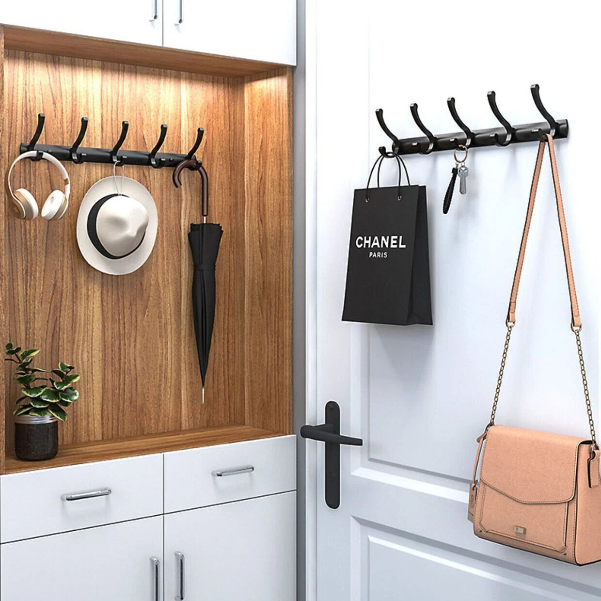 [vendor] 12 Hooks Aluminum Key Coat Clothes Door Holder Rack Hook