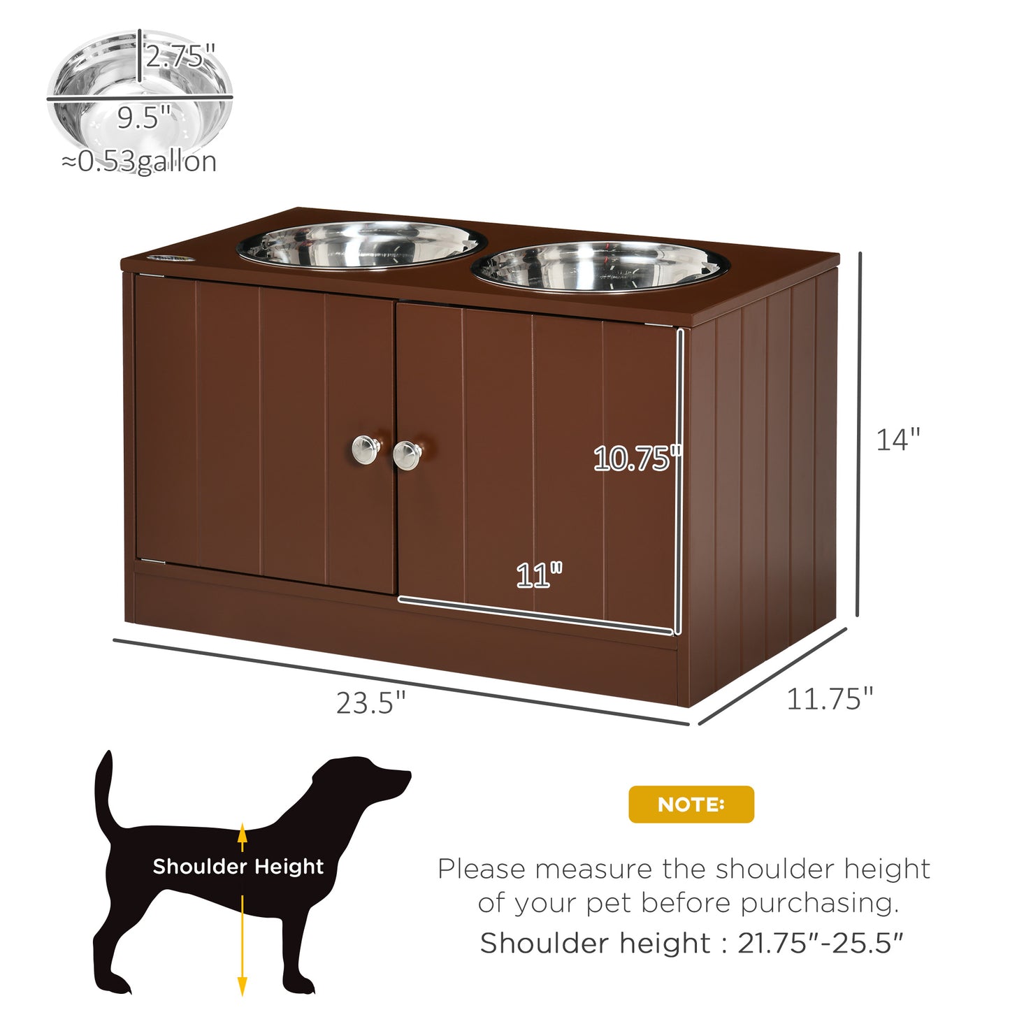 [vendor] Elevated Dog Bowls with Storage Cabinet, Raised Dog Bowl Stand Pet