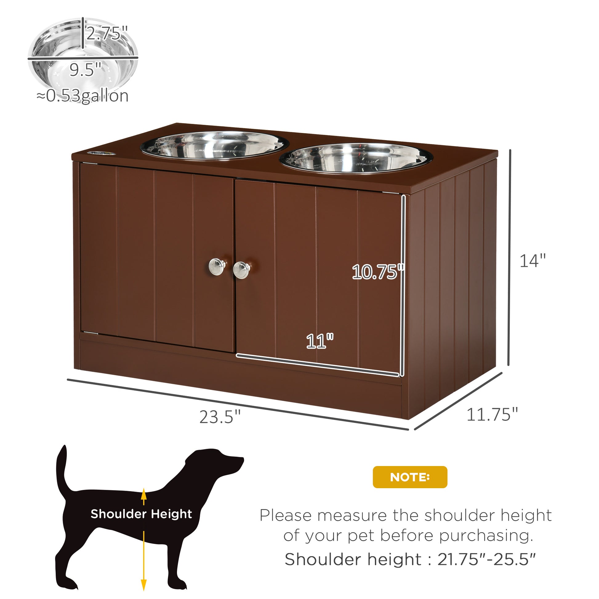 [vendor] Elevated Dog Bowls with Storage Cabinet, Raised Dog Bowl Stand Pet