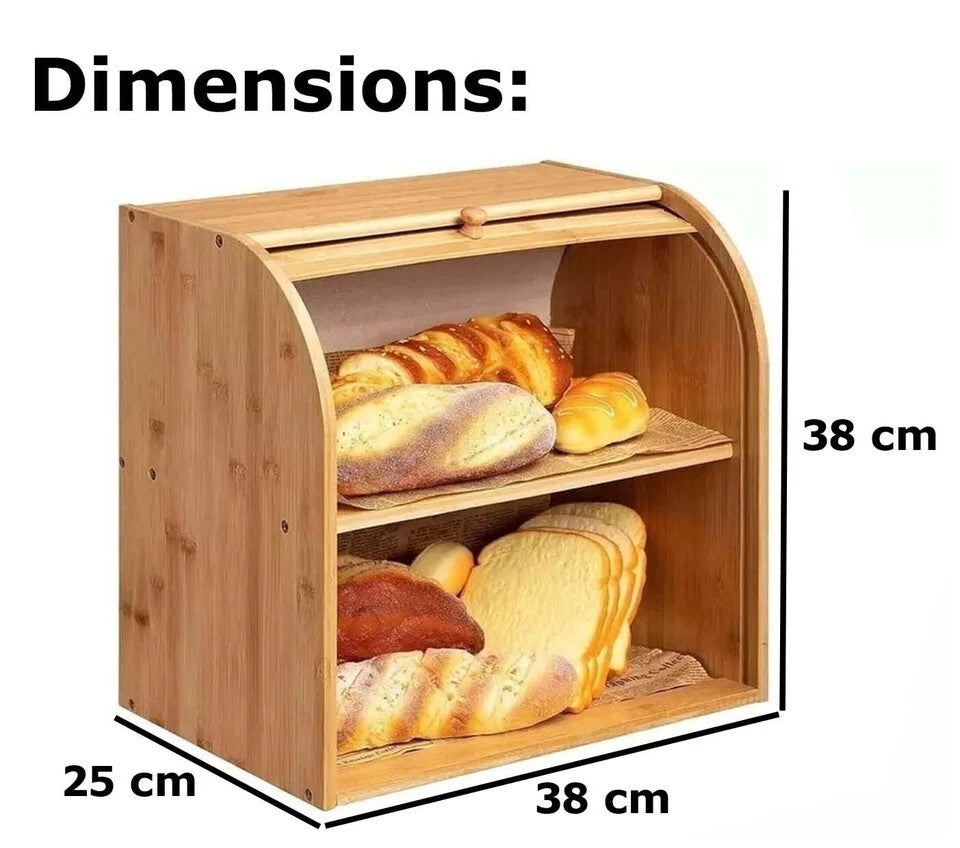 [vendor] Bread Bin 2 Tiers Double Layer Box Slide Roll Top Food