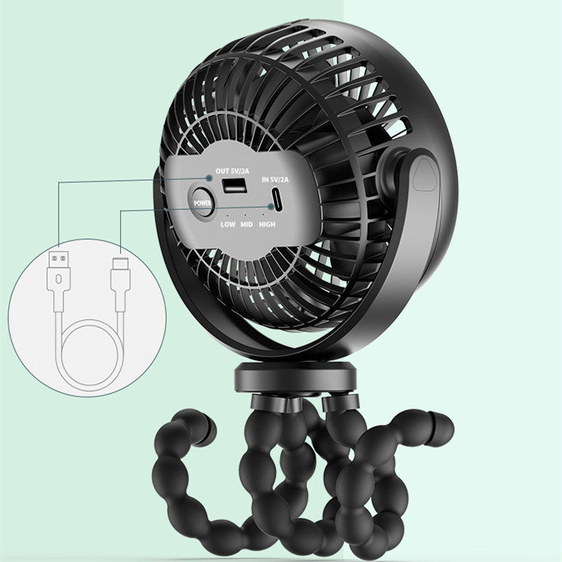 [vendor] Octopus Stroller Deformation Portable Handheld USB Fan