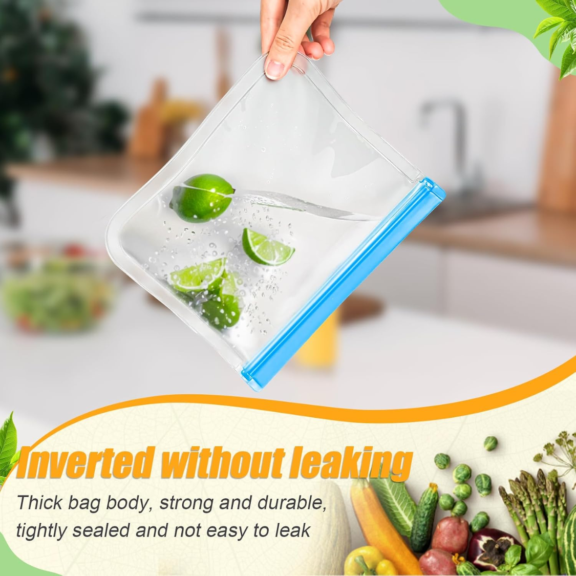 [vendor] Reusable Silicone Food Storage Bags, Leakproof
