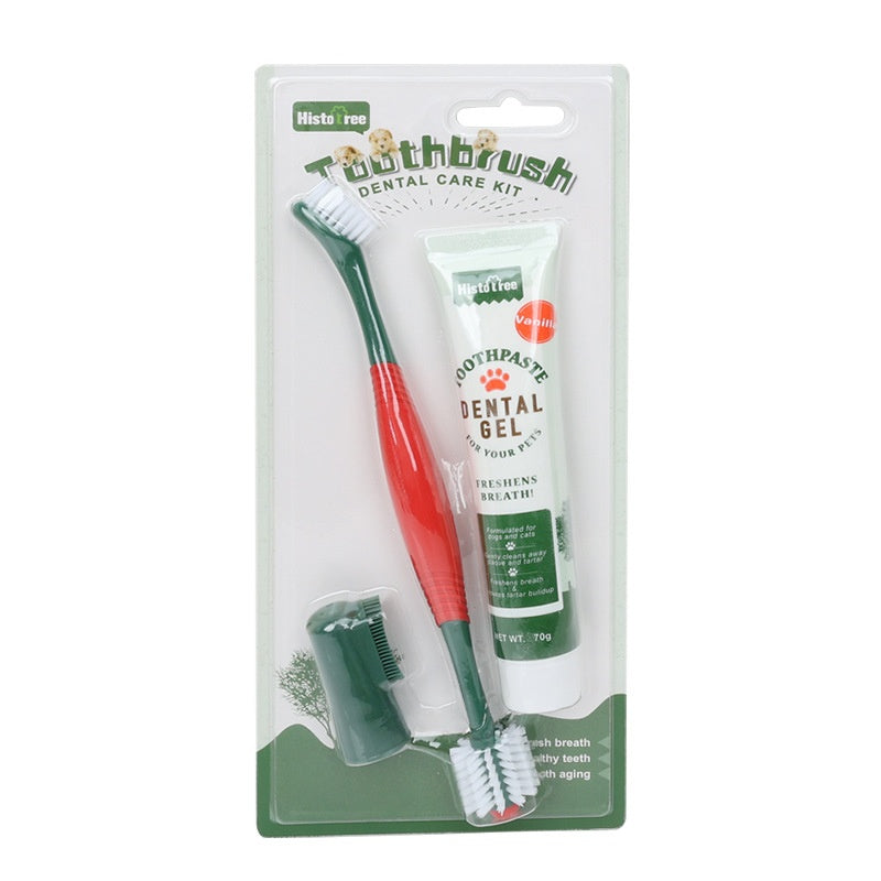 [vendor] Pet Toothpaste Toothbrush Set Cat And Dog Finger Stall Cleaning