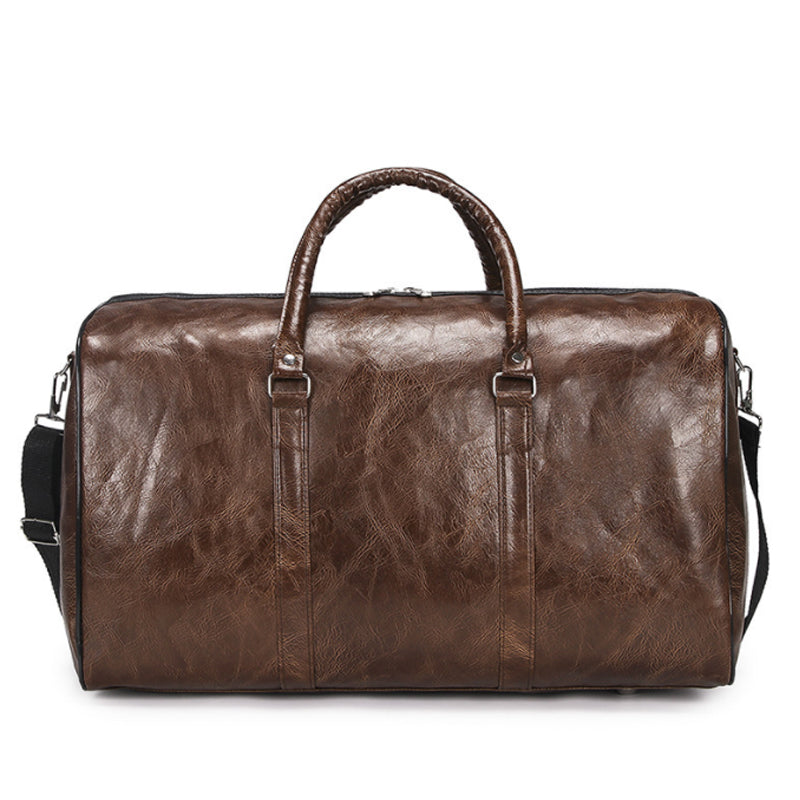 [vendor] Men PU Leather Duffle Gym Bag Weekend Bag Luggage Travel