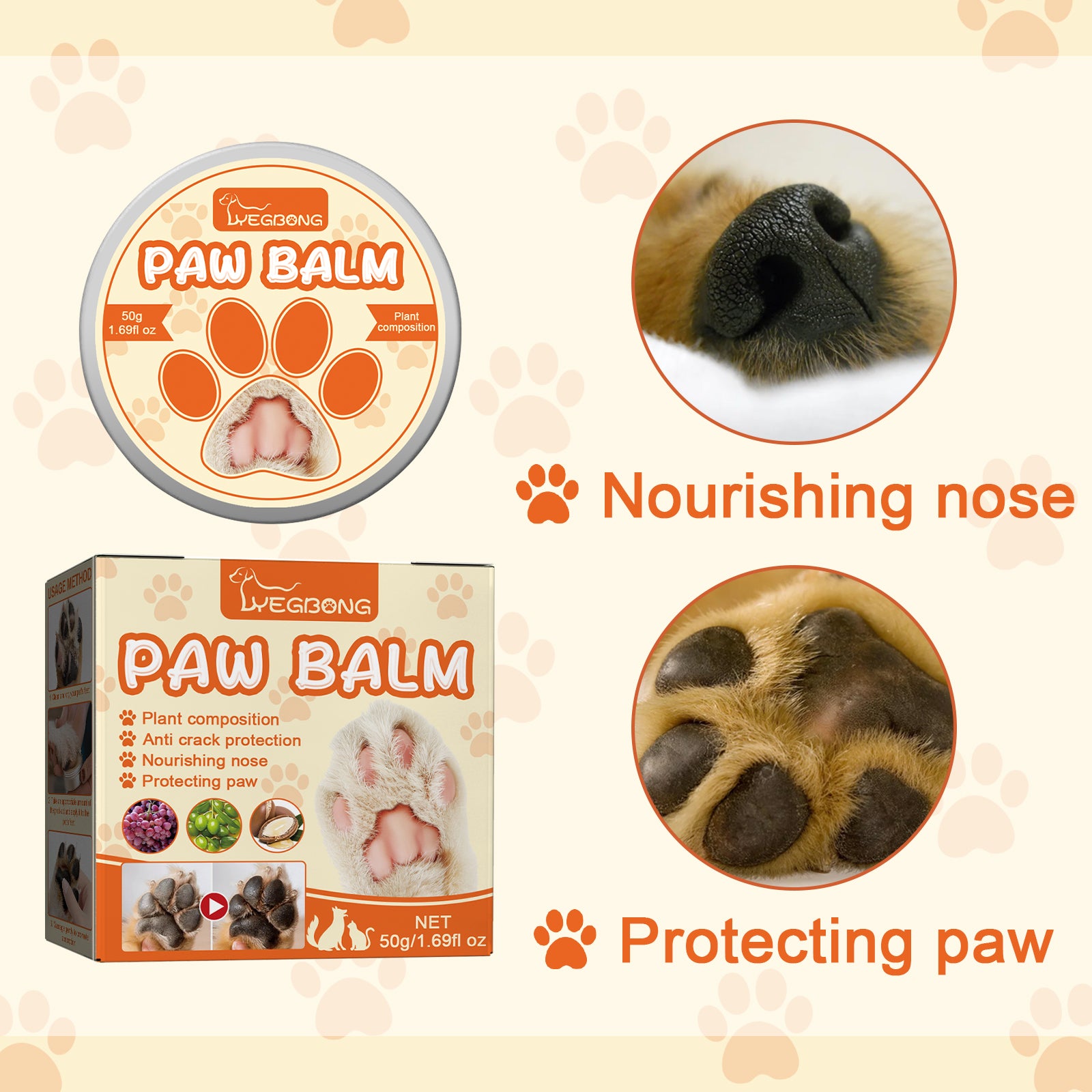 [vendor] Yegbong Pet Moisturizing Paw Balm Suitable For Cats And Dogs,