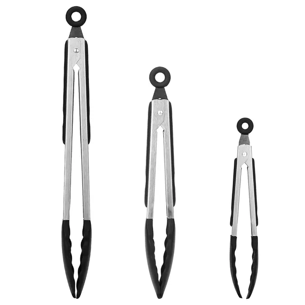 [vendor] 3Pcs Kitchen Tongs Stainless Steel Locking Food Tongs